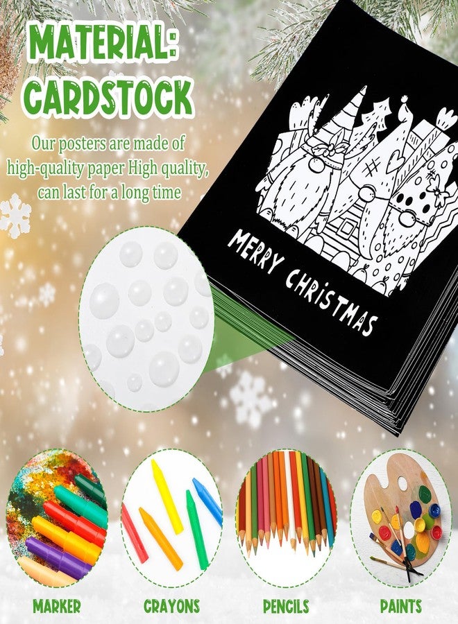 Moinchore 48 Pcs Christmas Velvet Coloring Posters Christmas Fuzzy Felt Coloring Pages Xmas Crafts for Adults Teenagers Classroom Holiday Arts Crafts Activity Party - Image 3